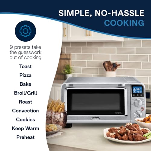 De'Longhi Digital Air Fry Convection Toaster Oven 14L Stainless Steel, Air Fry Oven, 9-in-1, Grills, Broils, Bakes, Roasts, Reheats, Keep Warm, Non-Stick, Scratch-Resistant Interior, 1800-Watts - image 6