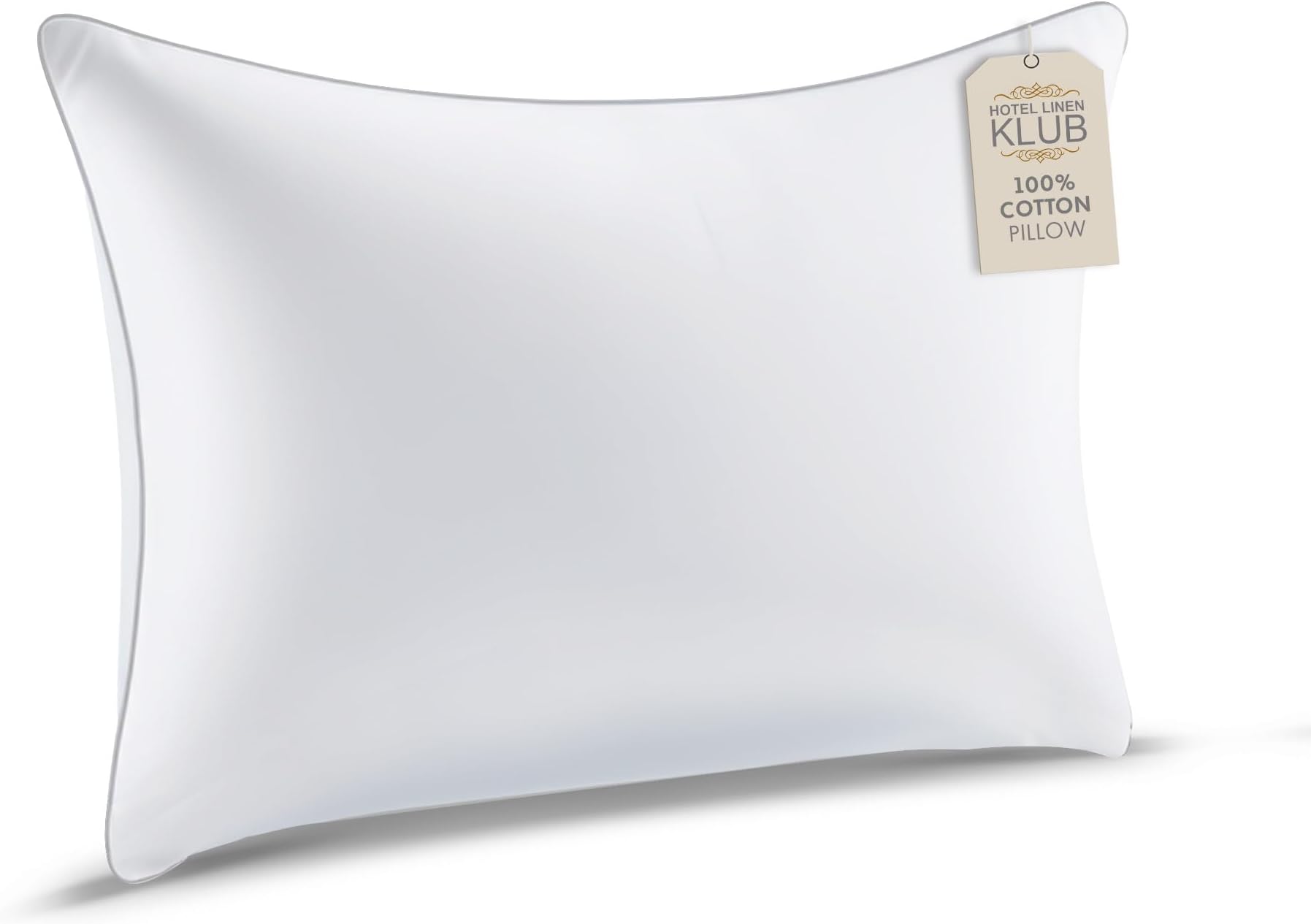 Hotel Linen Klub 233 TC Cotton Down Proof Pillow with Single Piping - Size: 50 x 75 cm, Crafted to Prevent Down Leakage, Provides Superior Comfort and Support for a Restful Night Sleep