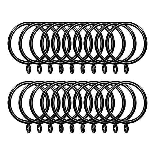 AHUNTTER 50 Pack 38mm Matte Black Metal Curtain Drapery Pole Rings with Curtain Hooks - Smooth Glider Curtain Rail Hanging Rings fit Rods up to 35mm Diameter