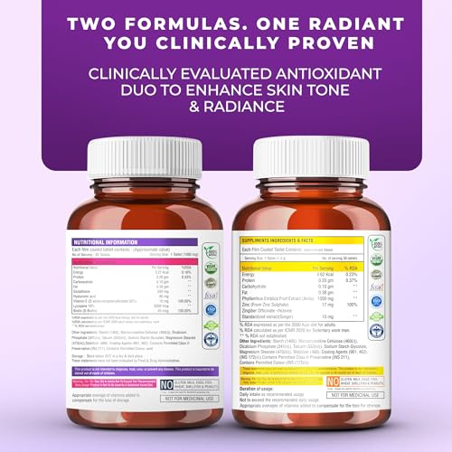 Image of The Body Reserve Japanese Reduced L-Glutathione 500mg with Vitamin C & Amla Extract | Skin Brightening Supplement | 30+30 Veg Capsules