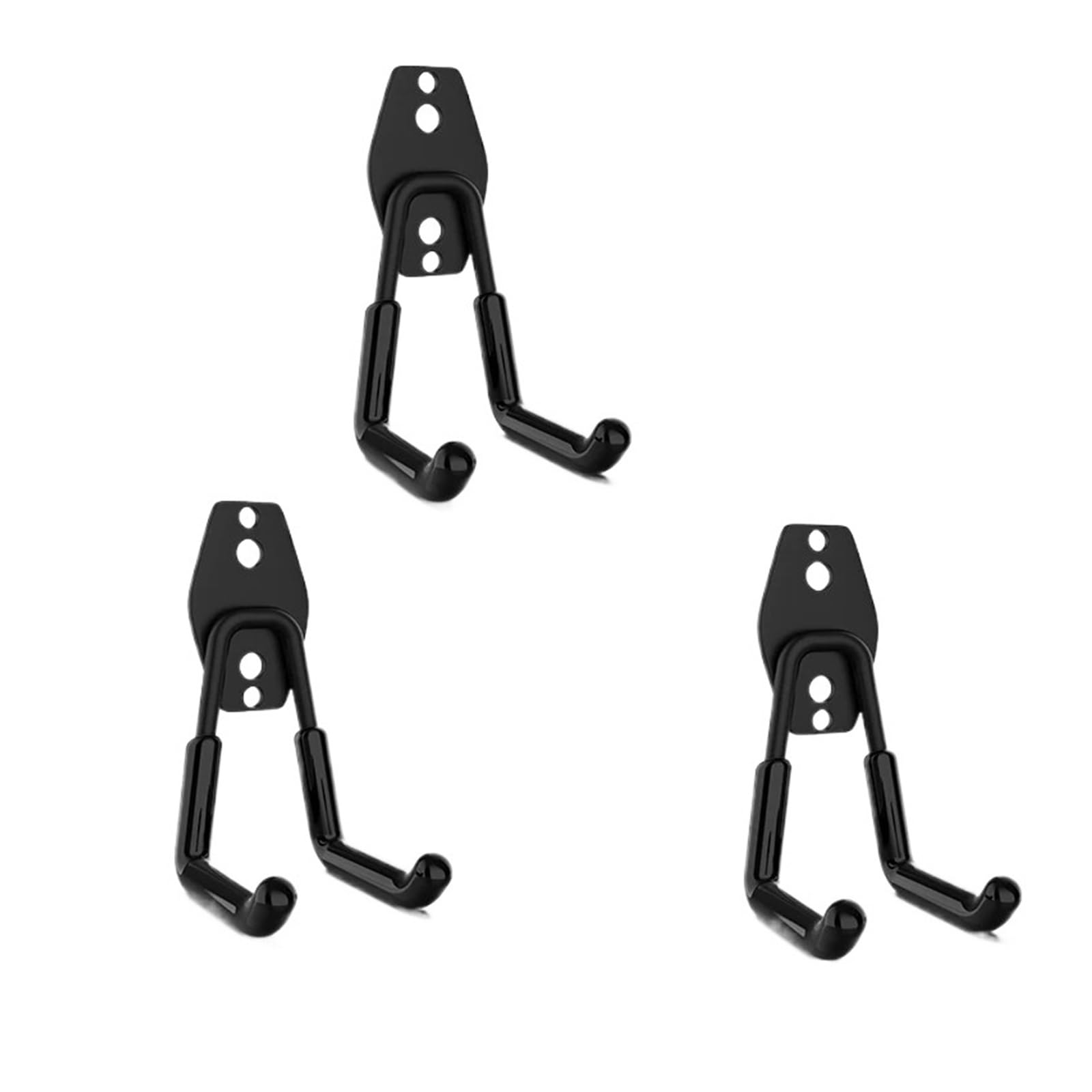 LUYSGBXR Hooks Heavy Duty Metal Hook Garage Organizer Wall Mount Anti-Slip Bicycle Hanger Hooks Storage for Ladders Garden Tool(3S-Black-U)