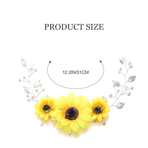 Miniatura 2 de Gorais Girasol novia boda pelo vid plata perla nupcial pieza de pelo hoja accesorios para el cabello para novia y damas de honor
