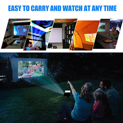 Gizayen Mini Portátil Proyector de Cine en Casa Altavoces Duales Incorporados Soporte HD 1080P HDMI/USB/AV/Micro SD, Portátil de Cine en Casa Office de 60 Pulgadas, Distancia de hasta 1m-2 m (Blue)