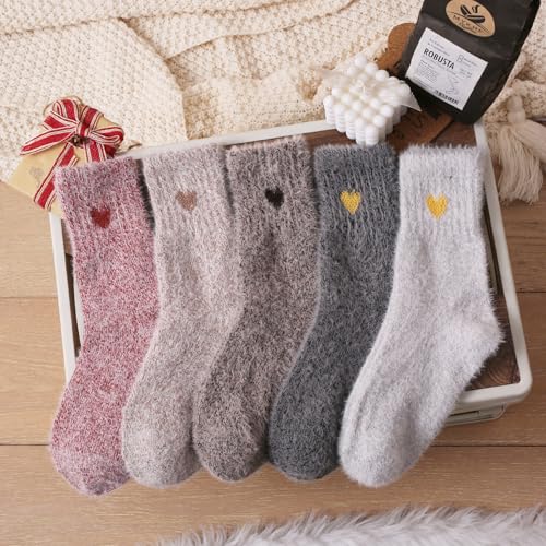 SISOSOCK 5 Pairs Fuzzy Soft Cozy Comfortable Socks for Women, Casual Sleep Comfy Socks, Perfect Warm Winter Gifts for Women — view 3