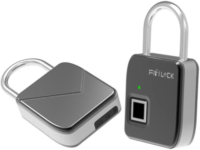 FipiLock Smart Fingerprint Padlock Biometric Padlock Portable Outdoor Padlock - Better Than Bluetooth Lock -Your Finger is Key S3 Silver