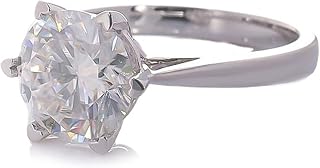 White Gold Wedding Band, Cute Engagement Ring Solitaire Mit 2Ct Moissanite Birthday Gifts for Women