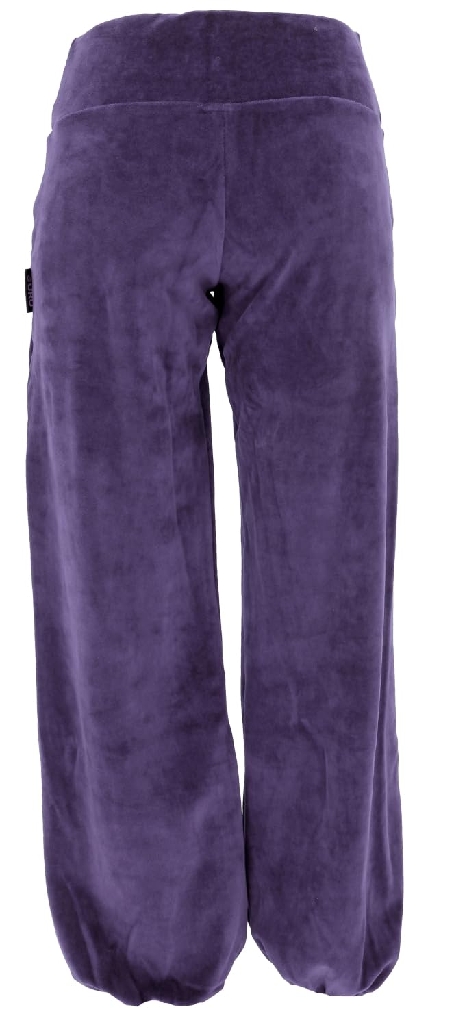 Boho Samt Pluderhose, Wohlfühlhose, Yogahose, Damen, weich, schwarz | Damen, lange Hose, lockere Passform, elastischer Bund, seitliche Taschen, bequem, Sporthose