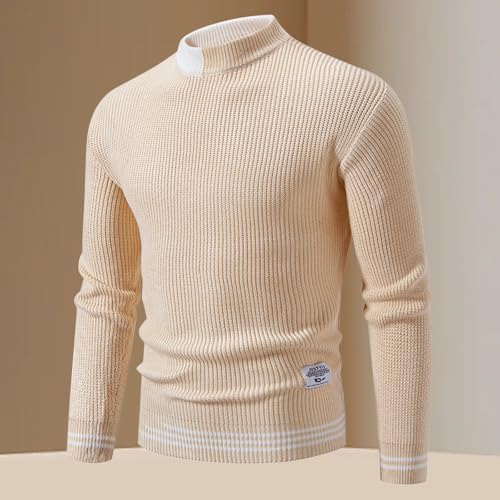 Men Mock Turtleneck Knit Sweaters Lightweight Long Sleeve Pullover Sweater Casual Dress Color Block Sweaters2