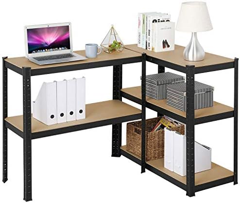 DayPlus Heavy Duty 5 Tier Boltless Garage Shelving Unit Shed Warehouse Workshop Office Storage Shelves Metal Racking, Adjustable - Can be split into 2 smaller Shelf Units | Standard, Black
