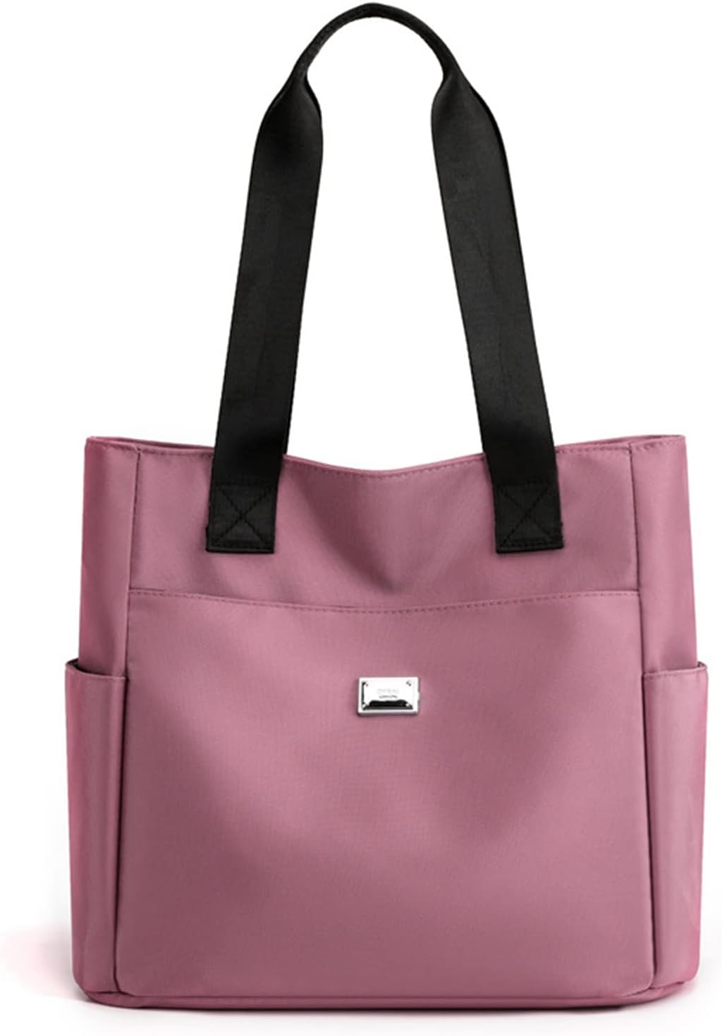 – Lightweight Waterproof Nylon Shoulder Bag, Women's Large Capacity Top Handle Handbags, Nylon Tote Bag for Gym, Work, School (Pink)