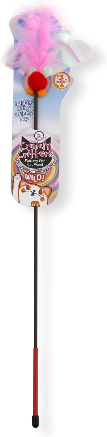 NECOICHI Crinkly Critters Fluttery Fish Cat Wand