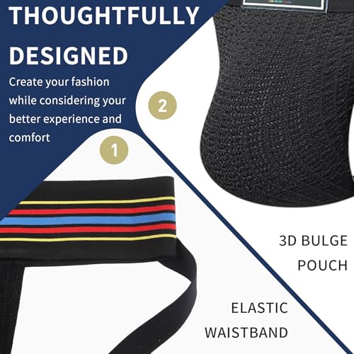 KAREN SPACE Mens Jock Strap 3 Inches High Elastic Wide Waistband Breathable Athletic Jockstrap Underwear Multiple Color4