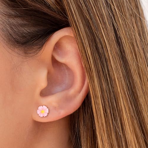Image of Plastic Earrings for Sensitive Ears Flower Studs for Women