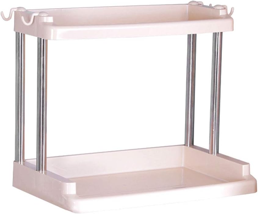 Multi-function Kitchen Utensils Storage Consolidation Seasoning Plastic Double Rack V (color : Pink Size : L40CMW24CMH54CM) (Pink L40CM*W24CM*H33.5CM)