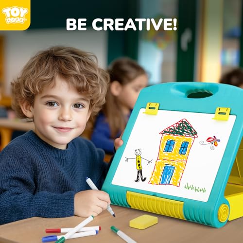 STEAM Life Tabletop Easel for Kids Art Easel for Kids 3 4 5 Toddler Art Easel Board for Kids Chalkboard White Board for Kids Easel Set Dry Erase Board Portable Desktop Easel Painting Easel for Kids - Thumbnail 2