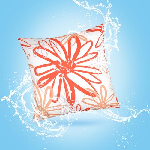 Pyonic Outdoor Waterproof Pillow Covers Pack of 2 Dahlia Water Resistant Decorative Outdoor Pillow Covers 18x18 inch Square Patio Pillows for Funiture Garden,Tent Sunbrella