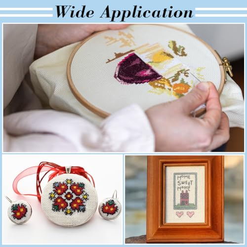 Image of BENECREAT 16CT Cotton Cross Stitch Fabric, 40x20 Inch Aida Cloth 16 Count Embroidery Cloth for Craft Embroidery, Handmade Needlework, DIY Handicrafts, 0.5mm Thick