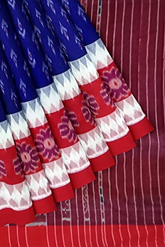 Image of Odisha Sambalpuri Handloom Ikat Women's Cotton Saree, Odisha Handloom Handmade Pure Cotton Khandua Saree, Ikkat Orissa Traditional Handloom Saree Without Blouse