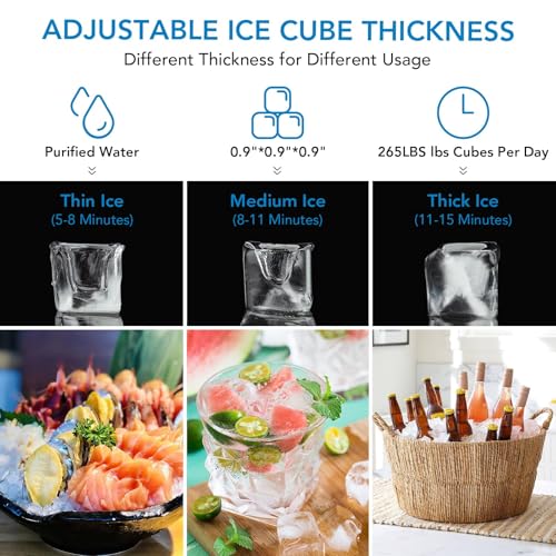 Image of Ice Maker Machine, 200LBS /24h with 55LBS Commercial Ice Storage Bin, Under Counter Countertop Ice Machine, Self-Cleaning, Stainless Steel Freestanding,Ice Scoop, Quiet Compressor for Home and Business