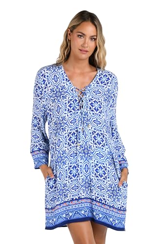 La Blanca Women's Tunic Swimsuit Cover Up, Blue//Alboran Sea, Small