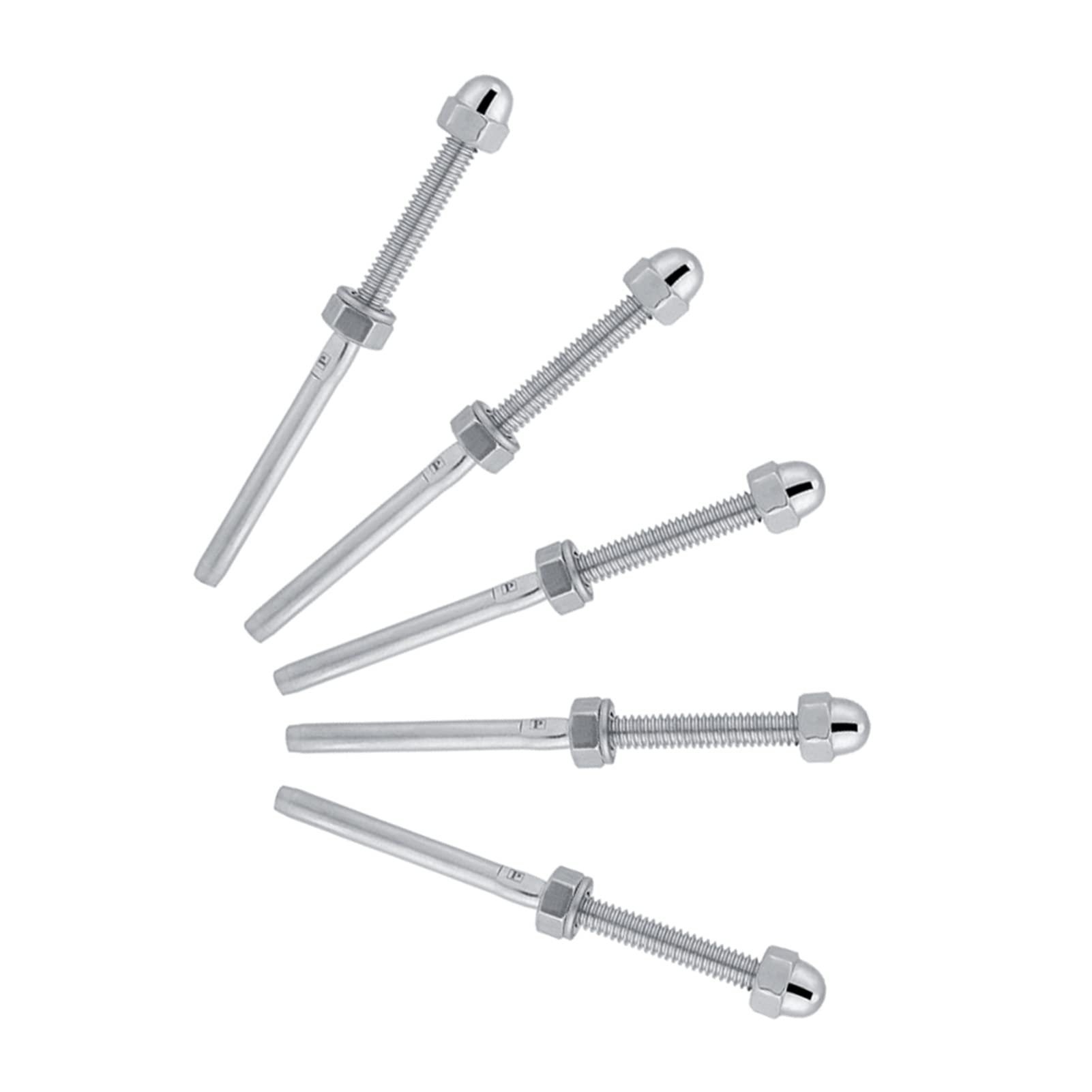 Tensores de Cable Acero Inoxidable 316, 10 Unidades, para Cable 3,175 mm, con Tuercas y Arandelas, 10 cm, para Barandillas Interior y Exterior