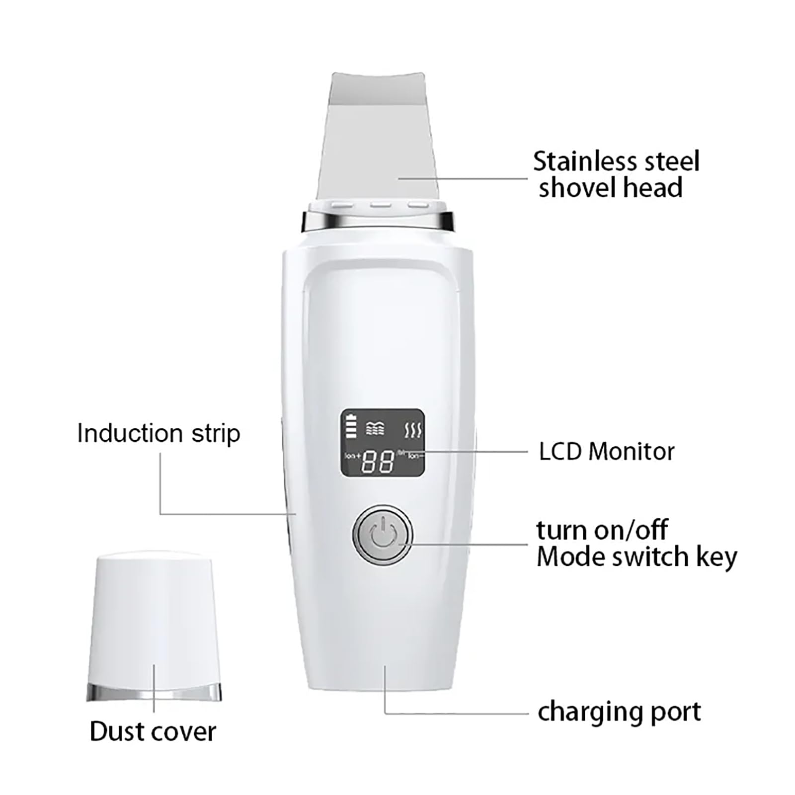 Peeling Ultradźwiękowy, Peeling Do Skóry Twarzy Z Wyświetlaczem LED, 3 Funkcje Ogrzewania I 4 Regulowane Tryby Czyszczenia, Wibracje O Wysokiej Częstotliwości 24000 Razy Na Minutę, Do Domu