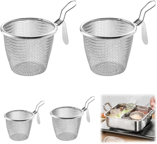 Cestello per Pasta Separati in Acciaio Inox, cestelli divisori per pasta, Scolapasta in Acciaio Inox con Manico, Cestello per Pasta in Rete con Manico per Appendere Perfetto per Cucina (L)