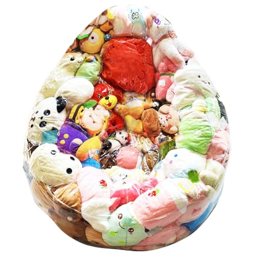 Clear Stuffed Animal Bean Bag Chair Cover, Extra Large 150L Stuffed Animal Bean Bag Storage for...