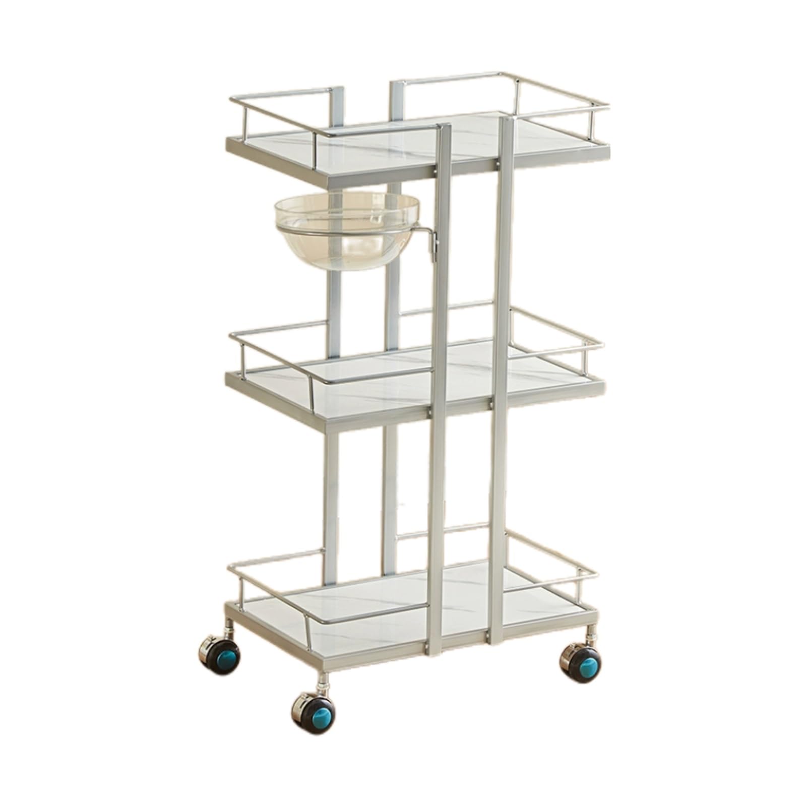 Barbershop Trolleys Beauty Salon Hand-Trolley Tool Carts Shelves with Workbenches,Layered Storage Increased Height,Convenient Universal Pulleys,Suitable for Salon Spa Tattoos(Silver,28x45x83cm)