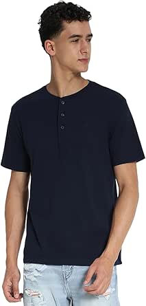American Eagle Seriously Soft T-shirt Henley Homme Taille S - Gris Chiné
