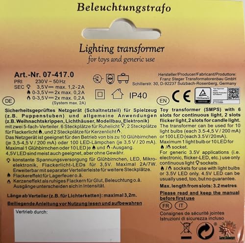 Kahlert Licht 60976 Ruhe-/Flackerlichttrafo für Puppenstuben und Weihnachtskrippen, schwarz