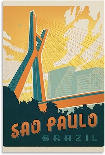 Póster de Brasil São Paulo en lienzo premium sin marco de 40x60cm con arte vintage