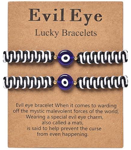 HanOrson Evil Eye Bracelet for Women Men Handmade Braided Red String Amulet Adjustable Friendship Protection Good Luck Jewelrys (Black)