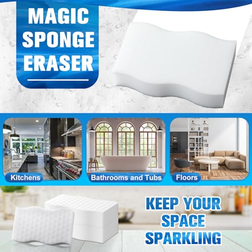 Image of SiliFine Magic Extra Durable Sponge Eraser 3 Layer Density Cleaning Pads in Bulk Thick More Lasting Sponge Eraser for Bathroom Kitchen Floor Bathtub Toilet Cleaner