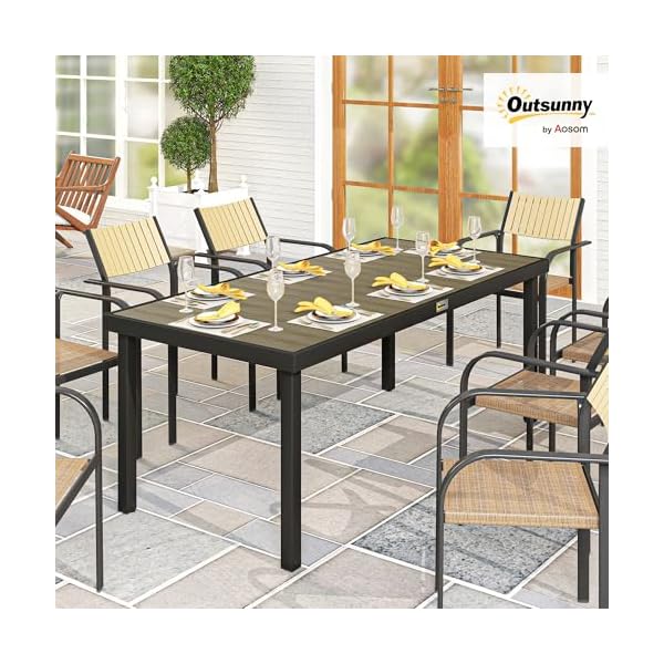 Outsunny Gartentisch Aluminium Holzoptik