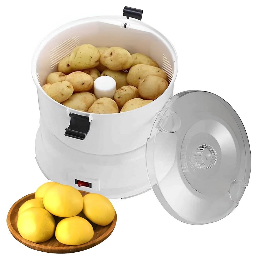 QUTBAG Pelador de Patatas eléctrico, rebanador de Verduras Completamente automático con Bloqueo de Seguridad Giratorio, máquina giratoria automática para ensaladas y deshidratador rápido de Verduras