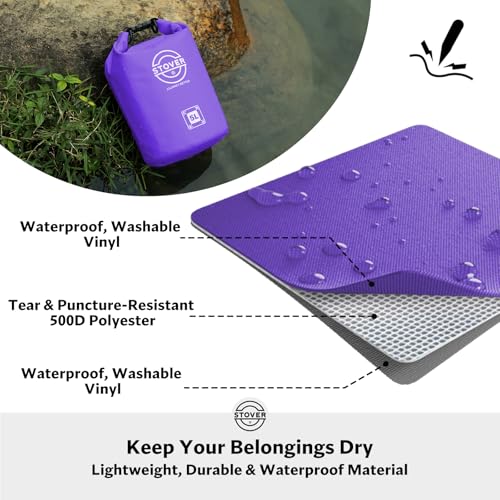 Image of STOVER 5 /10 /25 /30 /40L Waterproof Dry Bag, Small Lightweight Roll Top Dry Bag Backpack w /Waterproof Phone Case, Kayaking, Travel, Hiking, Fishing, Tubing, Camping, the Beach, Men /Women (Purple)