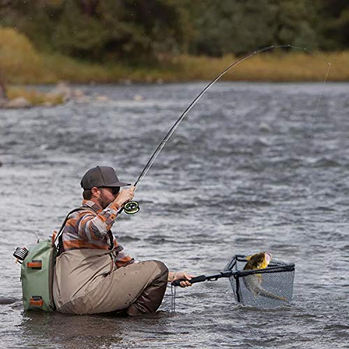 Sougayilang Fischkescher, Fischkescher, faltbar, zusammenklappbar, Teleskopstange, strapazierfähiges Nylon-Material, sicheres Fangen oder Lösen von Fischen, RSJ115 cm