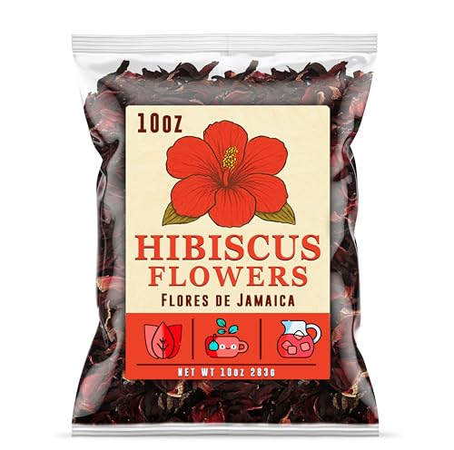 Hibiscus Flowers10oz (283g) Bag Dried Flower, Flor De Jamaica Natural Ready For Tea Bags, Hot Or Iced Herbal Drink, Mexican Agua Fresca, Rich Flavor And Aroma