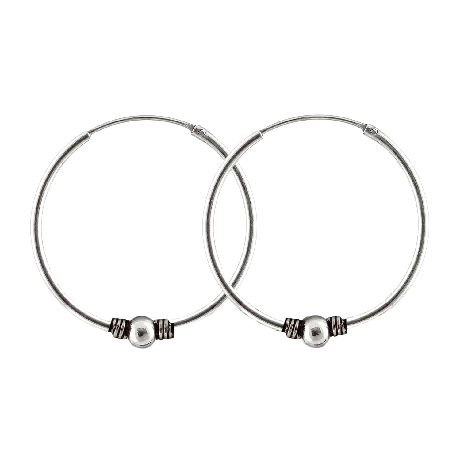 Aros de Plata 925 Antialérgicos Estilo Bali Grandes de 45 mm Unisex 8