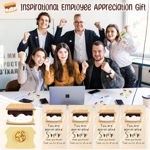 Image of Lyrow 24 Sets Appreciation Gifts Cute Marshmallow Pins with Cheer up Cards Cartoon Brooch Collar Pin Coworker Recognition Gifts for Back to School Teacher Student Staff Team