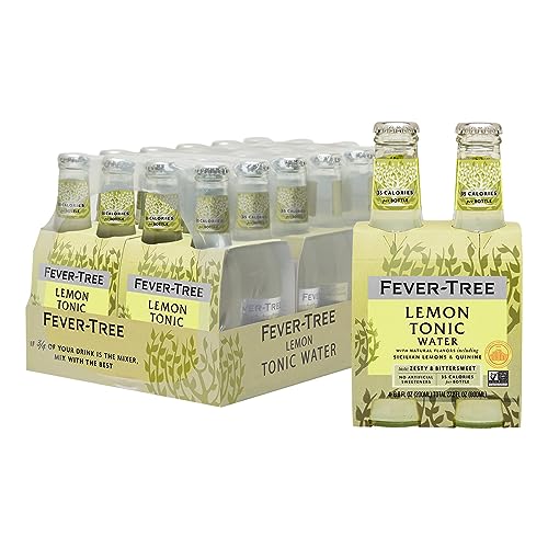 Image of Fever Tree Lemon Tonic Water - Premium Quality Mixer - Refreshing Beverage for Cocktails & Mocktails. Naturally Sourced Ingredients, No Artificial Sweeteners or Colors - 200 ML Bottles - Pack of 24