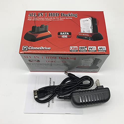 RIWPKFH Estação de ancoragem de disco rígido USB 2.0 a 2.5 3,5 polegadas SATA IDE Dual Slots HDD ext