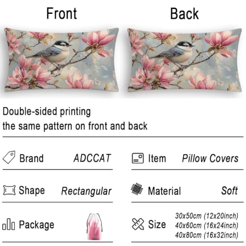 Taie d'oreiller 40x60 cm lot de 2 fleurs - Housse de coussin rectangulaire - 7