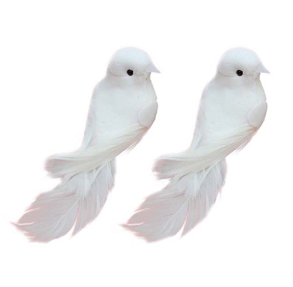 LWINGFLYER Artificial Pigeon Simulation Foam Bird, Satin Paper Painted Ornaments DIY Craft for Wedding Decoration Party Accessories 12cm (2, White)