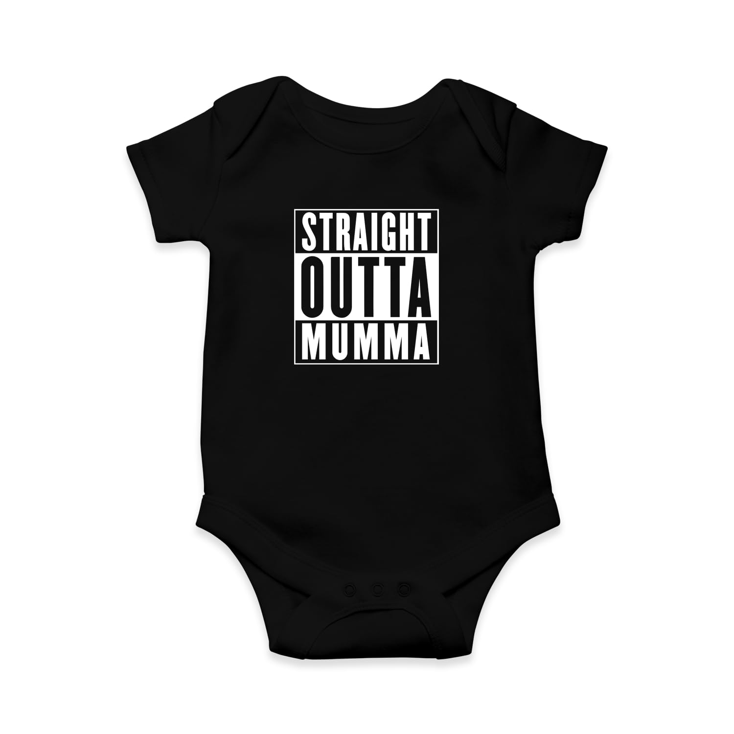 SMARTYPANTS Straight Outta Mumma Black Babygrow - Funny Gangster Outta Mummy Mum New Parents Baby Grow Romper Bodysuit Infant Vest Baby Shower Gifts Presents (Black, 3-6 Months)