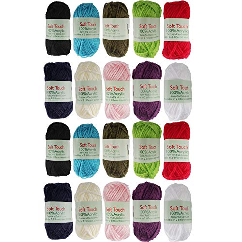JubileeYarn Soft Touch Bonbon-Garn, Mini-Knäuel, 10 g/Knäuel, Acryl, Sortiment, 99 Stück, 2 Packungen