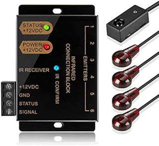 TNP IR Repeater Extender Infrared Remote Control Hidden System Kit - Infrared IR Emitter Blaster Distribution Extension & Receiver Cable for Cable Box Home Theater AV Component Equipment HDTV