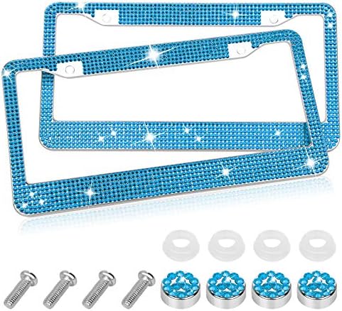 EEEkit Rhinestone Blue License Plate Frame