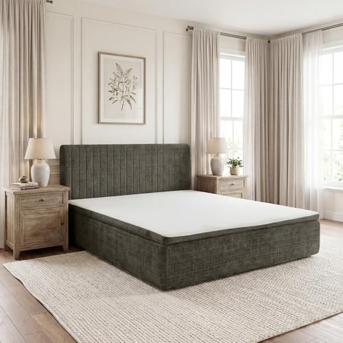 TQHOQ King Boneless Bed Frame with Mattress and Detachable Headboard All-in-One Compression Bed Set No Installation Required Automatic Rebound Ideal for Bedrooms Apartments and Rental Properties